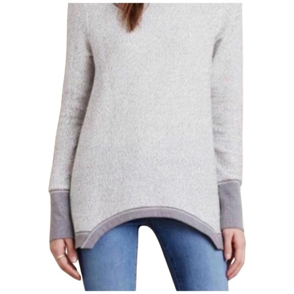 Anthropolgie Postmark Inari Shark Bite Gray Pullover Sz SMALL Asymmetrical Tunic